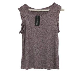 Silver Icing Jacqueline de  Yong Purple marled frilled cap sleeve NWT tee small